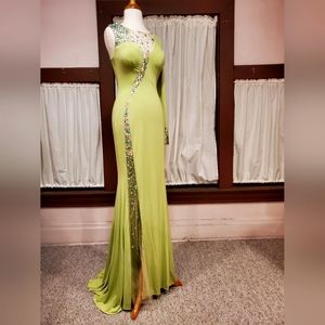 Lime Green Asymmetrical Gown NWoT